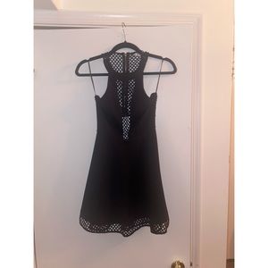 Black Open Back Mesh Halter Cocktail Dress